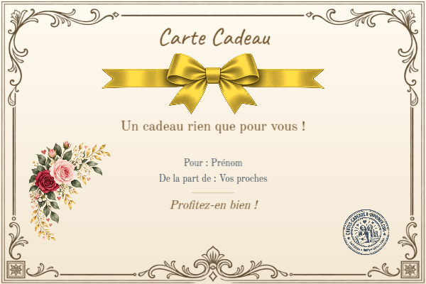 Exemple de carte cadeau créée par un visiteur