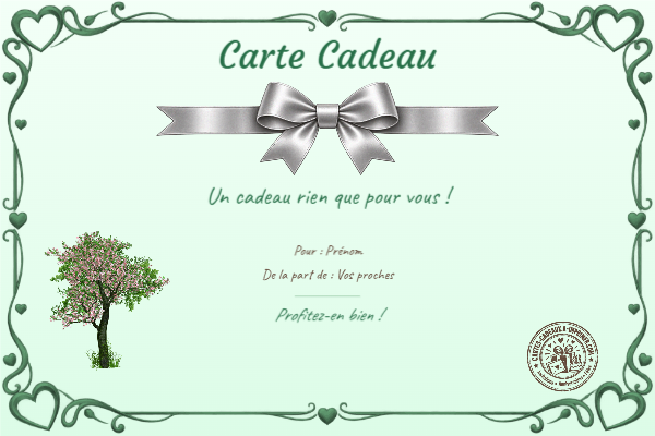 Exemple de carte cadeau créée par un visiteur