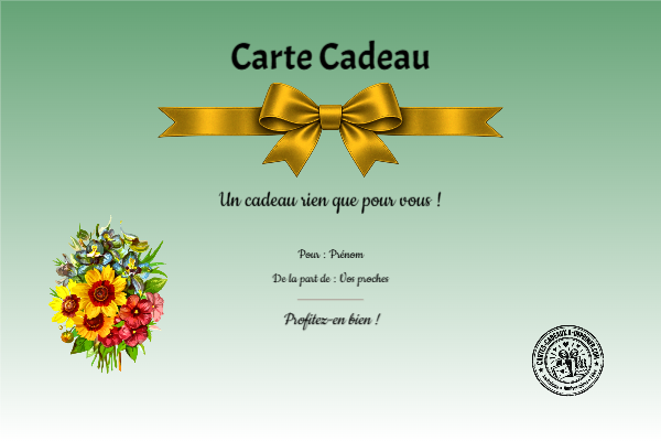 Exemple de carte cadeau créée par un visiteur