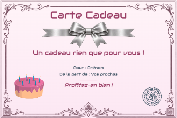 Exemple de carte cadeau créée par un visiteur