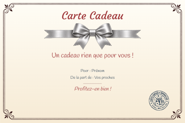 Exemple de carte cadeau créée par un visiteur