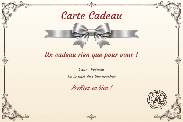 Exemple de carte cadeau créée par un visiteur
