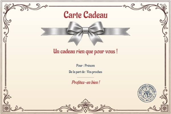 Exemple de carte cadeau créée par un visiteur