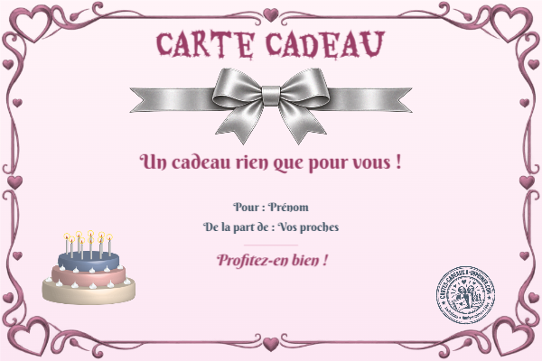 Exemple de carte cadeau créée par un visiteur