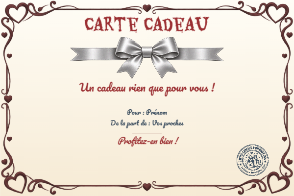 Exemple de carte cadeau créée par un visiteur
