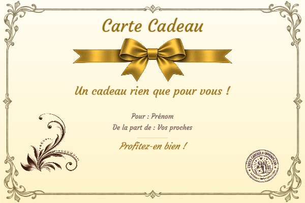 Exemple de carte cadeau créée par un visiteur