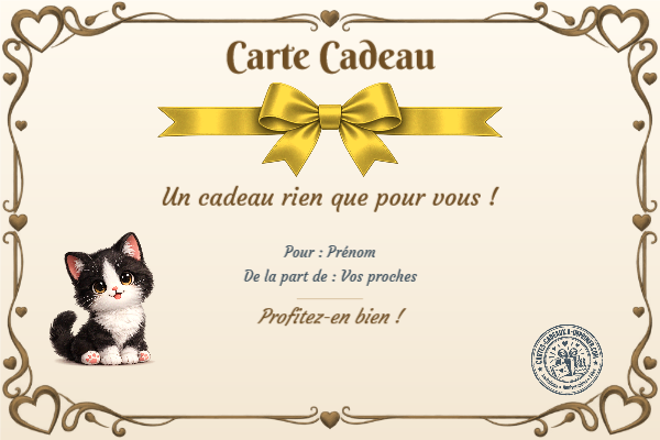Exemple de carte cadeau créée par un visiteur