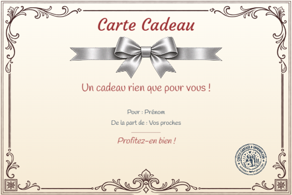 Exemple de carte cadeau créée par un visiteur
