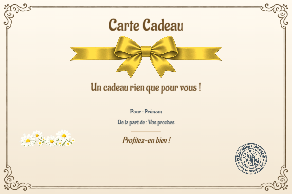 Exemple de carte cadeau créée par un visiteur